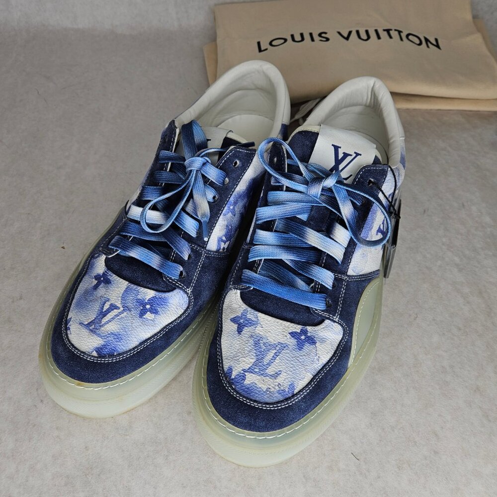 Louis Vuitton Low Top Ollie Watercolor Blue Sneakers Shoes with Box Size 9.5-10 - Picture 2 of 16